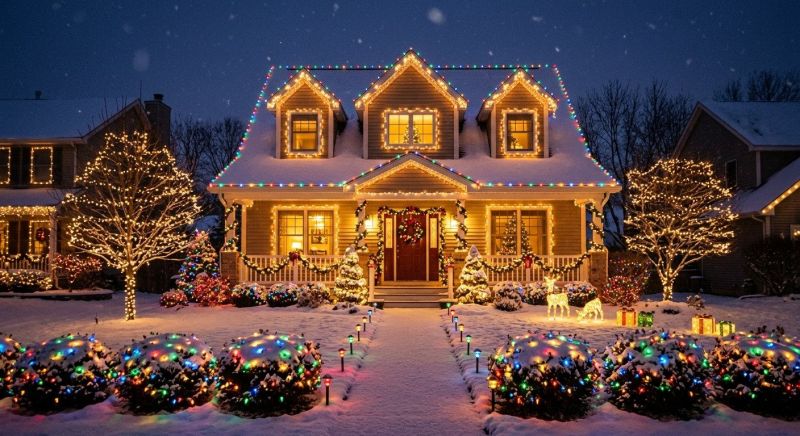 Christmas Lights Hanging in Roswell, GA