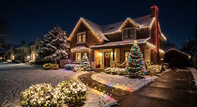 Holiday Lights Hanging in Overland Park, KS