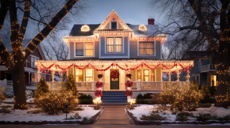 Holiday Lights Hanging in Olathe, KS